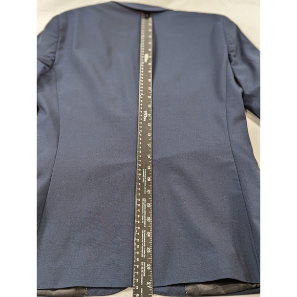 H&M  Slim Fit 1 Button Casual Suit Jacket Blazer Dark Blue Crosshatch Size 36R - Picture 7 of 11